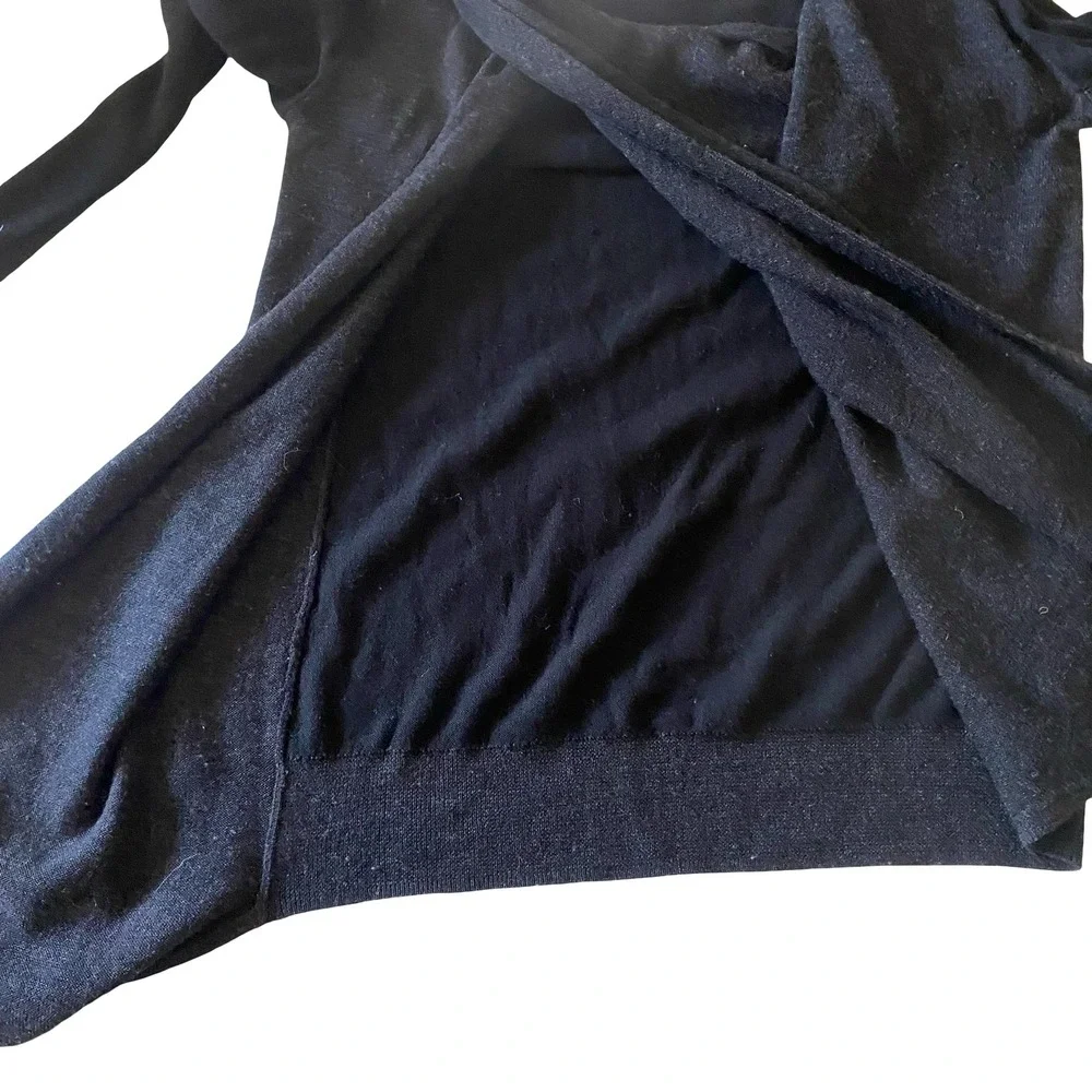 ALLSAINTS Black Charcoal Asymmetrical Drina Drape Cardigan Sweater Size 4